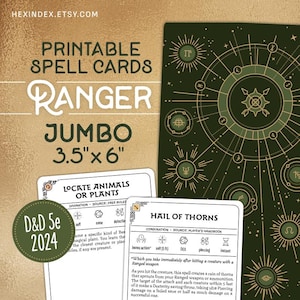 Jumbo Ranger Spell Cards for D&D 5e 2024 (5.5) (Printable)