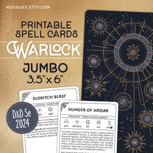 Jumbo Warlock Spell Cards for D&D 5e 2024 (5.5) (Printable)