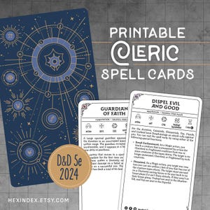 D&D 5e 2024 (5.5) Cleric Spell Cards (Printable)