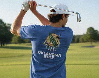 Oklahoma Golf T-Shirt, Vintage Blue Comfort Farben, Golf Liebhaber Geschenk