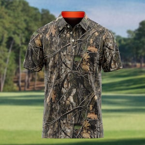 Hunter Camo Golf Polo – Mens Slim Fit, Lightweight & Breathable Performance Shirt