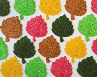 Small Leaf Embroidered Patches, Set of 2, Iron On Applique, Clothes, Jackets, Bags & Accessories Customisation, DIY Craft Supplies