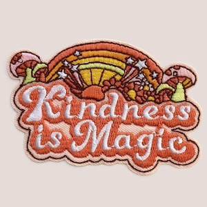 Naszywka do prasowania „Kindness Is Magic”, haftowana naszywka motywacyjna, aplikacja z pozytywnym przesłaniem, dekoracja DIY