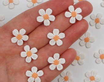 30 toppe termoadesive a forma di fiore di margherita, ricamate, da