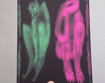 Surreal Creature Art Print, Alien Art, Pink Green Wall Art, Weird Art Print, Gothic Fantasy Illustration, Alternative Art