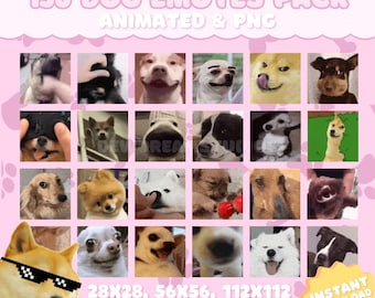150 Animated Dog Emotes Pack for Twitch, YouTube, Discord, Kick | Cute & Funny Twitch Dog Emotes | Meme GIF PNG Mega Pack