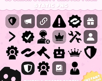 Pakket met 60 zwarte hulpprogramma-emotes voor Twitch, YouTube, Discord en Kick | Kawaii en esthetische twitch-emotes | Zwart png-pakket