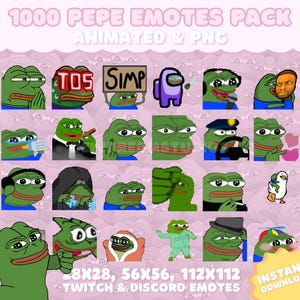 1000 Animierte Pepe Emotes Pack für Twitch, YouTube, Discord, Kick | Niedliche & Lustige Twitch Pepe Emotes | Meme GIF PNG Mega Pack
