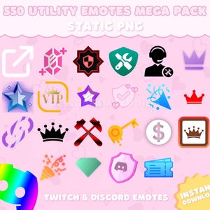 550 Utility Emotes Pack for Twitch, YouTube, Discord, Kick | Kawaii & Aesthetic Emotes | PNG Mega Pack