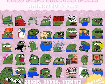 2700 geanimeerde Pepe Emotes-pack voor Twitch, YouTube, Discord en Kick | Leuke en grappige Twitch Pepe-emotes | Meme GIF PNG Ultimate Pack