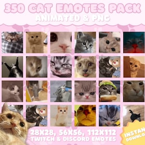 350 Animated Cat Emotes Pack for Twitch, YouTube, Discord, Kick | Cute & Funny Twitch Cat Emotes | Meme GIF PNG Mega Pack