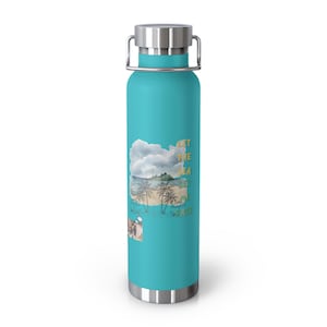 Botella de agua con aislamiento Beach Vibes, taza de viaje de verano, termo para aventuras al aire libre, taza personalizada con tu foto.