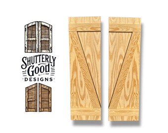 Custom Solid Wood Shutters | Southern Yellow Pine | Z STYLE - Board & Batten, Farmhouse Style | Interior or Exterior | ShutterlyGoodDesigns