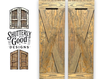 Custom Solid Wood Shutters | Southern Yellow Pine | X STYLE - Board & Batten, Farmhouse Style | Interior or Exterior | ShutterlyGoodDesigns