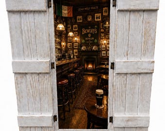Irish Pub -  Handcrafted Window Frame Wall Decor, Farmhouse Shutter Accent