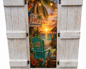 It's 5:00 Somewhere -  Handcrafted Window Frame Wall Decor, Farmhouse Shutter Accent