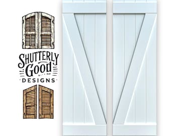 Z Style PVC Shutters | Farmhouse Inspired Window Accents | Durable and Maintenance Free | Custom Sizes Available | Shutterly Good Designs