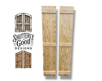 Custom Solid Wood Shutters | Southern Yellow Pine | Board & Batten, Farmhouse Style | Interior or Exterior | ShutterlyGoodDesigns