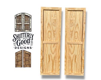 Custom Solid Wood Shutters | Southern Yellow Pine | Framed Style - Board & Batten, Farmhouse | Interior or Exterior | ShutterlyGoodDesigns