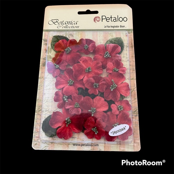 Petaloo Botanica Collection 3D Flowers, Vintage Velvet Dogwood, NIP