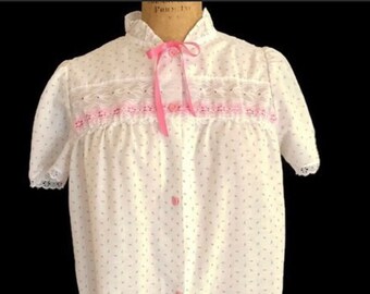 VTG Short Robe - Pink Flowers - Made In USA - Size S