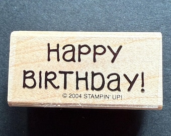 VTG Stampin Up! Happy Birthday Wood Mounted Rubber Stamp