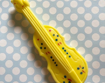 VTG Hard Plastic Yellow Guitar Baby Rattle