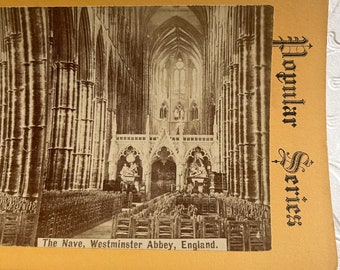 VTG Stereoview Card - The Nave, Westminster Abbey, England - Popular Series