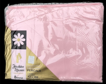 VTG Twin Flat Sheet - Solid Pastel Pink - Pennys Fashion Manor - NIP - NOS