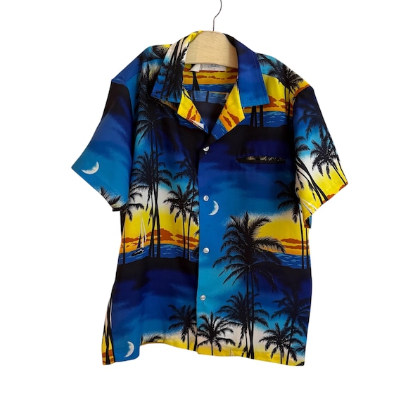 VTG Hawaiian Shirt - Shoreline Hawaii - Sunset Print - Sz S