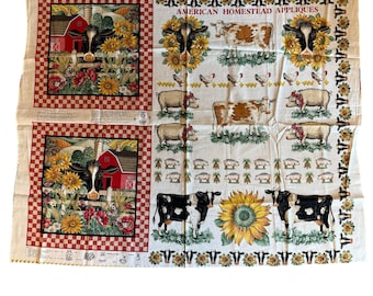 VTG Fabric Panel - American Homestead Appliques - Farm Animals - Flowers - Joan Kessler for Concord Fabrics