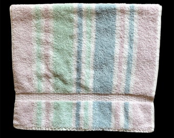 VTG 80’s Pastel Striped Bathroom Hand Towel, Cambridge By Cannon