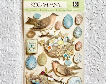 K&Company Dimensional Bird Stickers - 18 Pieces - NIP