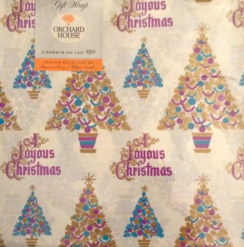 Vtg Joyous Christmas Gift Wrap 2 Sheets In Original Package image 2