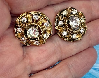 2 VTG Buttons - Rhinestone & Brass Shank Buttons