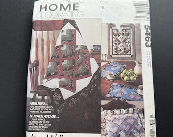 1991 McCall’s Home Decorating Craft Pattern #5463 - Lap Quilt, Wall Hanging, Placemats - For Beginners