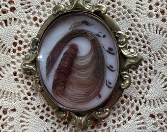 Mourning Brooch - Human Hair - Victorian
