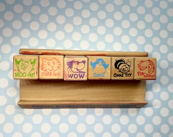 Set Of 6 Positive Reinforcement Rubber Stamps - Animals