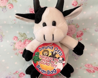 VTG Fiesta Sounds Off Bean Bag Plush - Mildred The Cow - Moos When Pressed - Stuffed Animal - Original Hang Tag