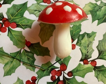 VTG Mushroom Christmas Ornament - Red & White