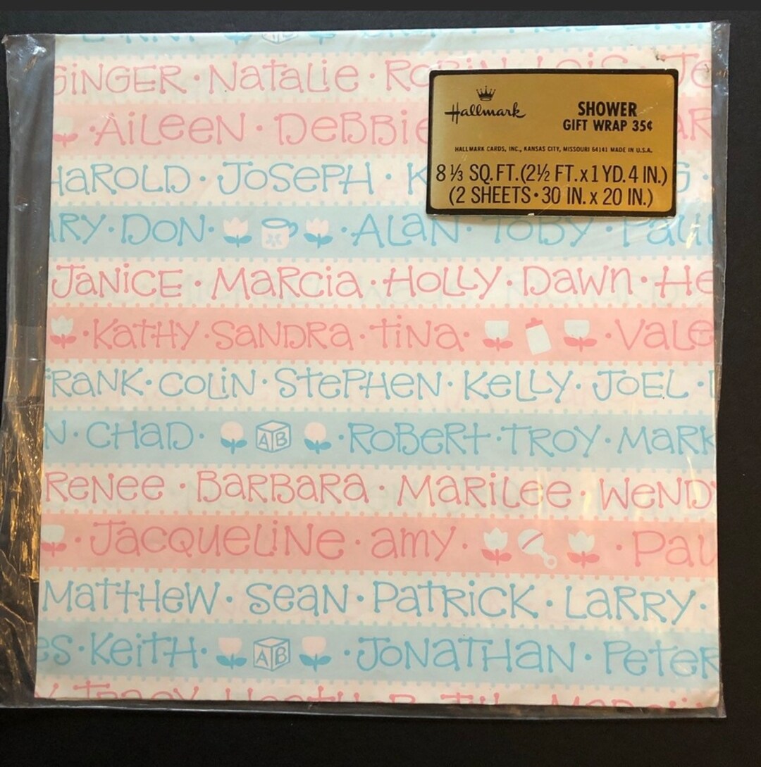 VTG Hallmark Baby Shower Gift Wrap W/ Names NIP Etsy