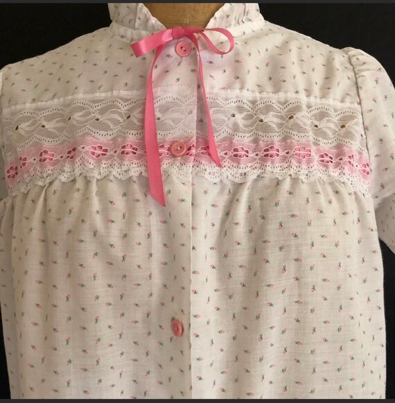 VTG Short Robe / Pink Flowers / Made In USA / Siz… - image 2