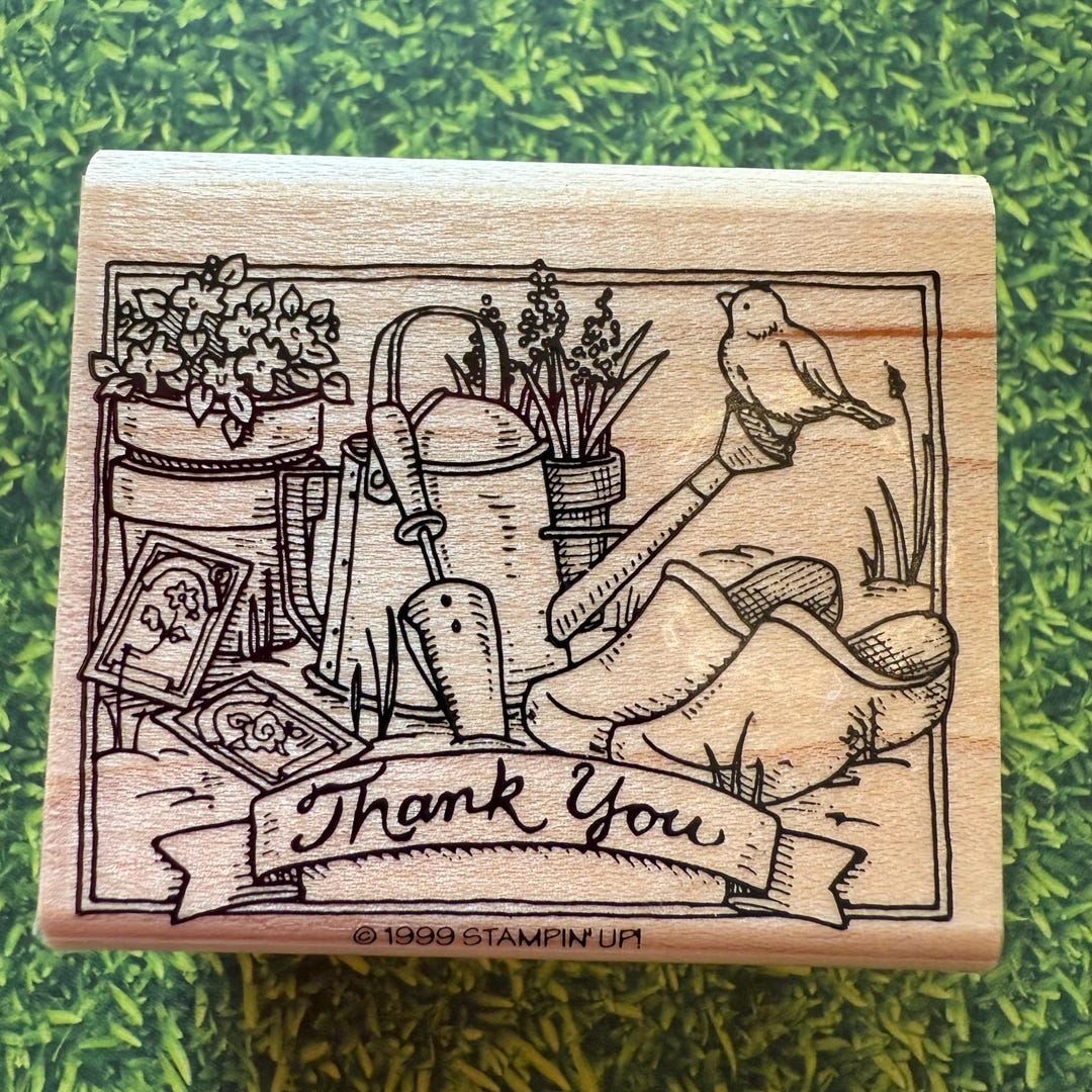VTG Stampin Up! Wood Mounted Rubber Stamp - Thank You W/ A Gardening ...
