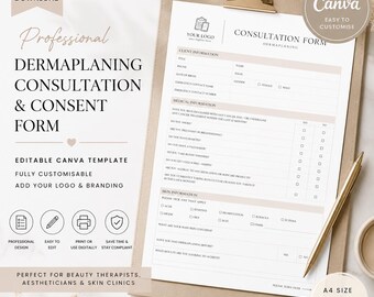 Dermaplaning Consultation Consent Form | Editable Canva Template (Instant Download)