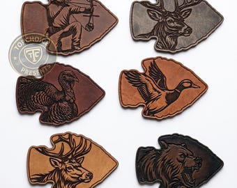 Hunting Arrowhead SVG Bundle | Deer Elk Turkey Bear Duck Bow Hunter PNG | Leather Hat Patch Design | Silhouette Cut File | Laser Engrave