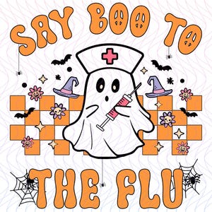 Halloween Nurse Ghost PNG: Funny Flu Shot Design (Digital Download)