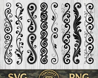 Ornate Scroll Border SVG | Baroque Laser Cut Frame DXF | Filigree Border PNG Bundle | Elegant Frame Cut File | Vintage Flourish | Cricut