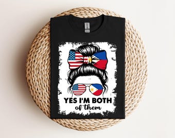 Filipino American PNG: Messy Bun Sunglasses, Proud Flag Design