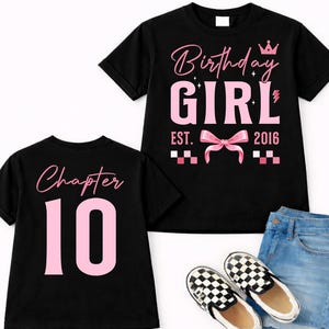 Birthday Girl Chapter 10 Est. 2016 PNG, Girls Birthday Party PNG, Coquette Bow 10th Birthday PNG, Ten Year Old Birthday Gift