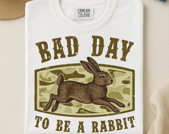 Bad Day to Be a Rabbit PNG, Camo Rabbit Hunting Season PNG, Funny Wildlife Retro Digital Download
